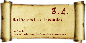 Balázsovits Levente névjegykártya